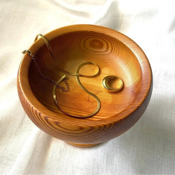 Vintage SANDBERGS NORA STAD SWEDEN Wooden Pedestal Bowl - Picture 7 of 7